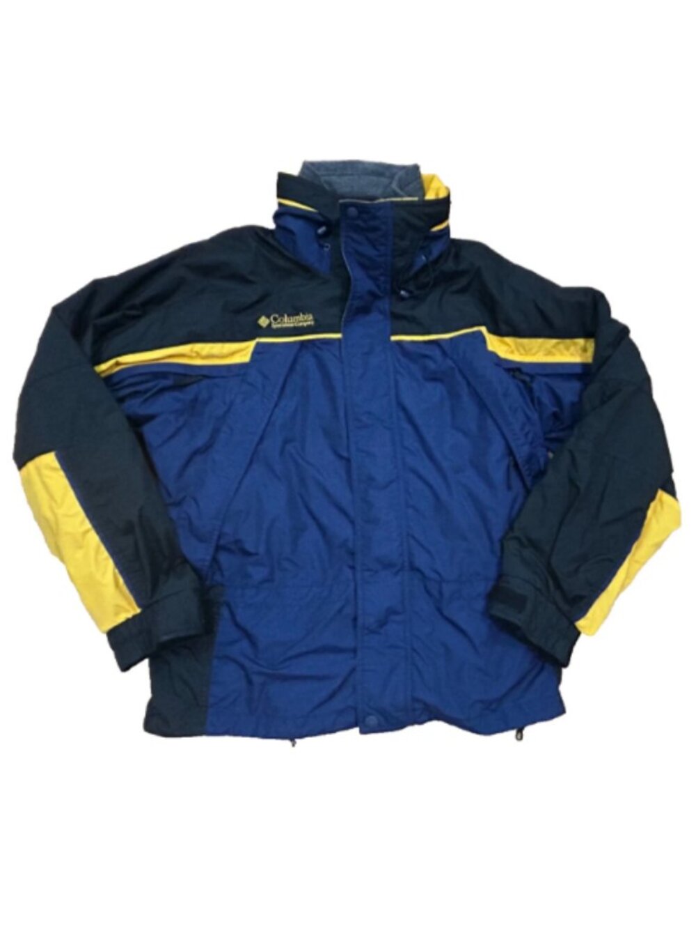 Columbia Fire Ridge Interchange Ski Snow Jacket Mens Medium Black Blue Yellow